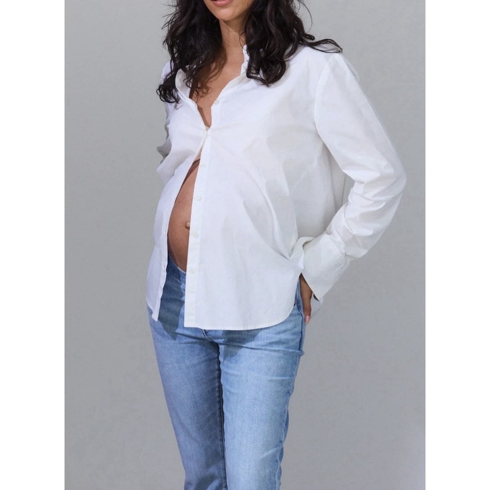 Hatch Maternity The Classic Button Down White Oversized Cotton Size 0 XS Preppy